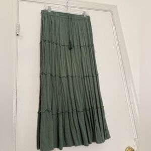 Sage Green Tiered Maxi Skirt
